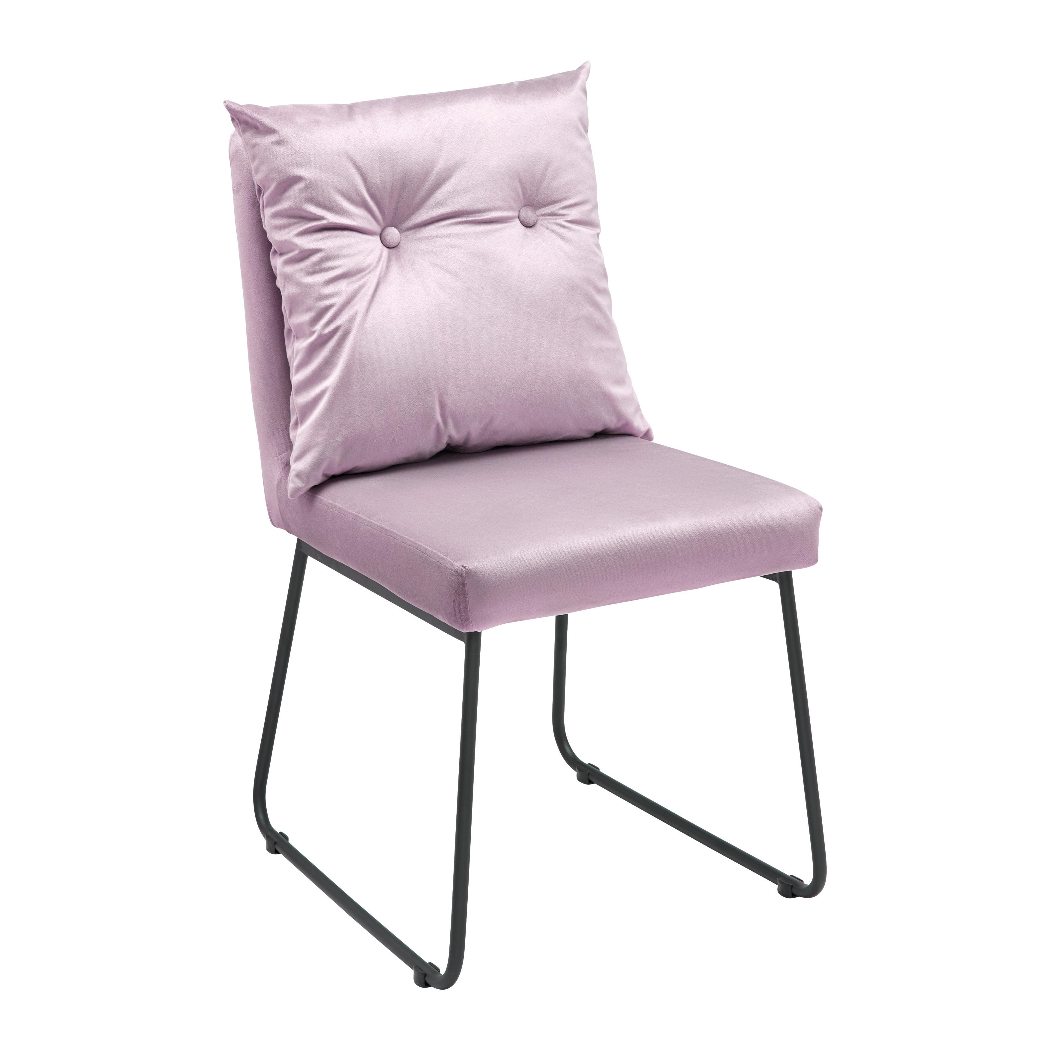 Stol Bono, Roza, Žamet - roza/črna, Moderno, kovina/tekstil (44/90/58cm) - Modern Living