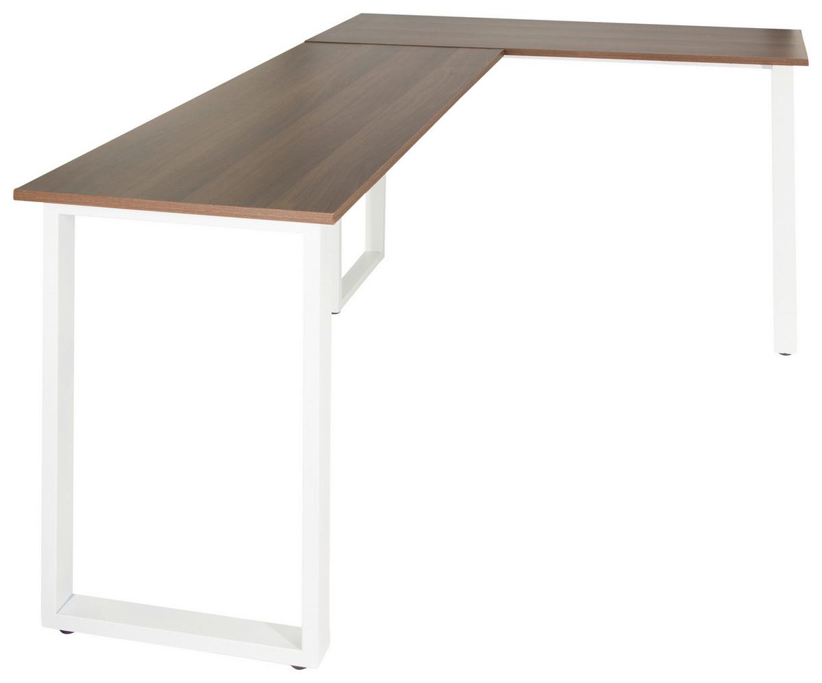 Kotna Pisalna Miza Workspace Basic I, Barva Oreha, Bela - barva oreha/bela, Basics, kovina/leseni material (165/120/75cm) - MID.YOU