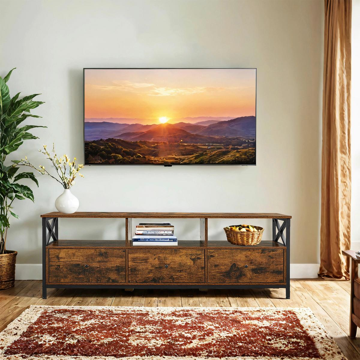 TV-Element in Schwarz, Dunkelbraun, eckig - Dunkelbraun/Schwarz, Trend, Holzwerkstoff (147/50/40cm) - MID.YOU
