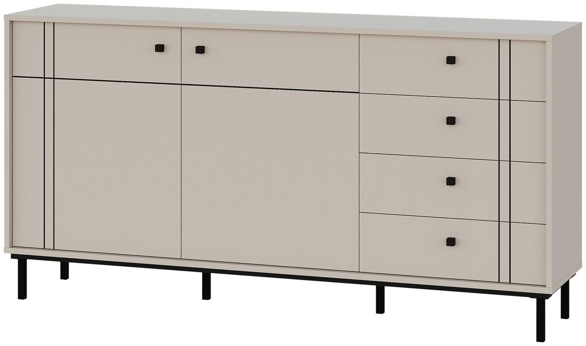 KOMODA SZEROKA CROSSROAD - czarny/kaszmir, Modern, materiał drewnopochodny/tworzywo sztuczne (160,2/81,8/37cm) - Carryhome