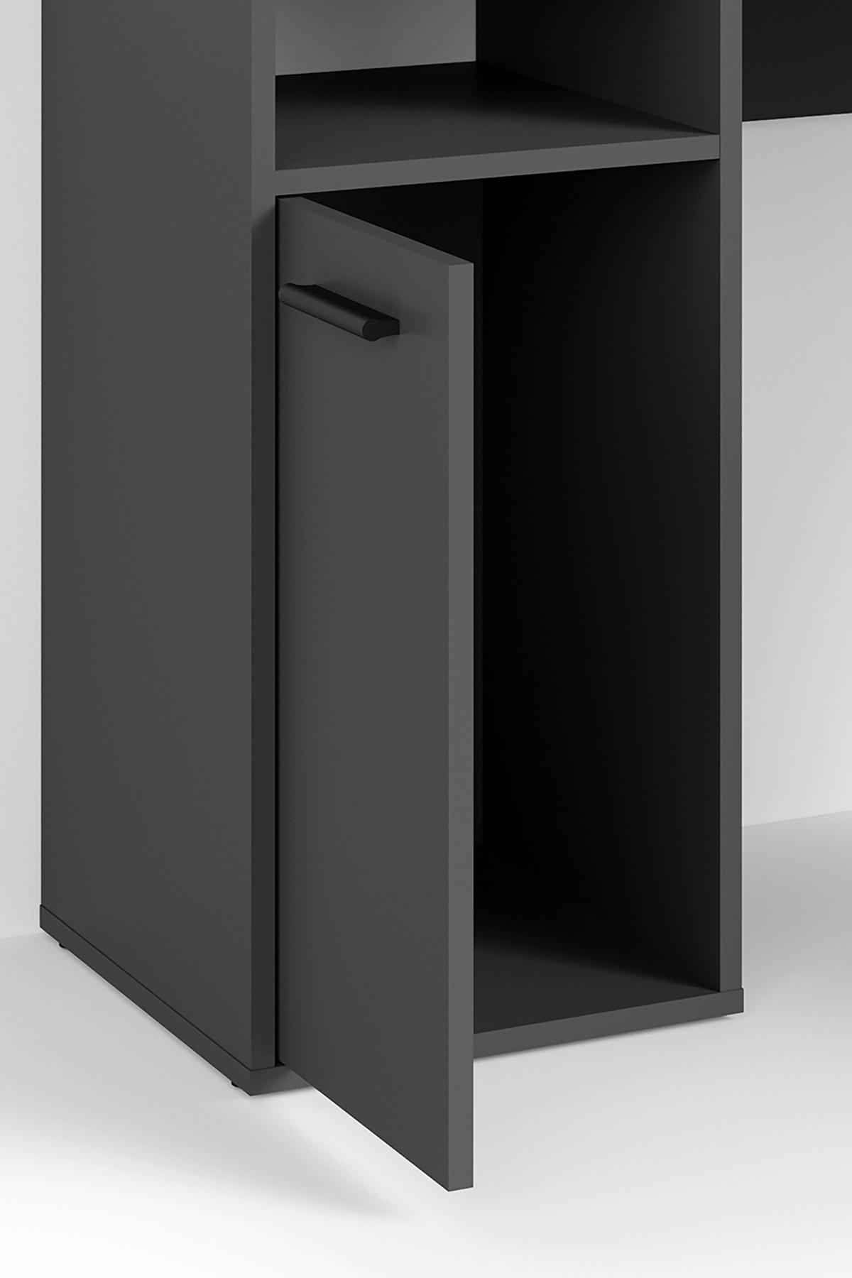 Eckschreibtisch ''Fox'', Anthrazit - Anthrazit/Schwarz, MODERN, Holzwerkstoff/Kunststoff (139/139/90,8cm) - MID.YOU