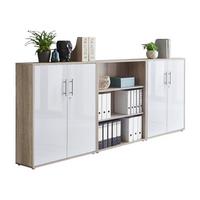 Aktenschrank Office Edition Sw Set 9 Eiche/Weiß - Weiß Hochglanz/Sonoma Eiche, MODERN, Holzwerkstoff (253,2/113,6/33cm) - MID.YOU