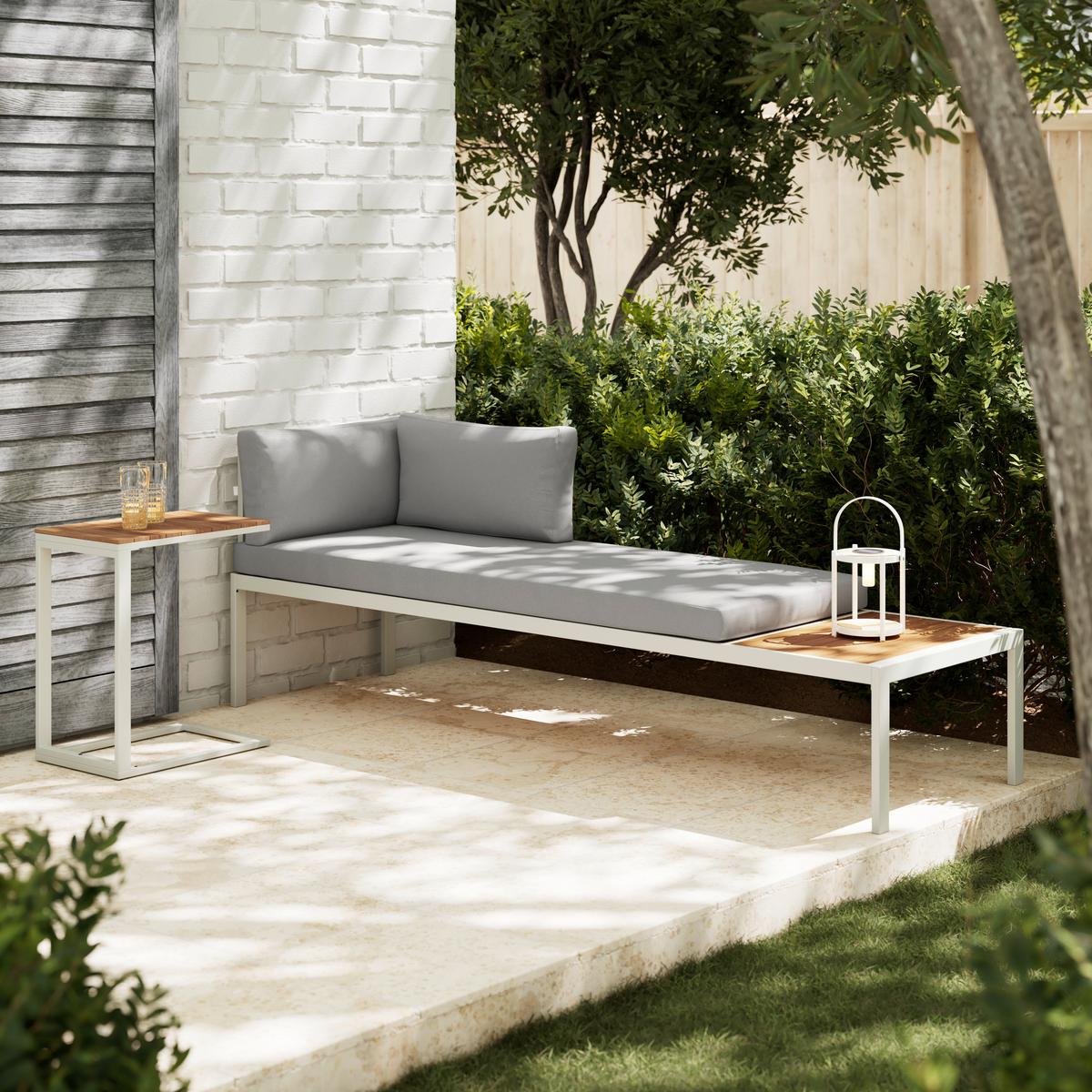 Vrtni Ležalnik Eduardo, Siva, Akacija - siva/barve akacije, Moderno, kovina/tekstil (200/60/70cm) - Bessagi Garden