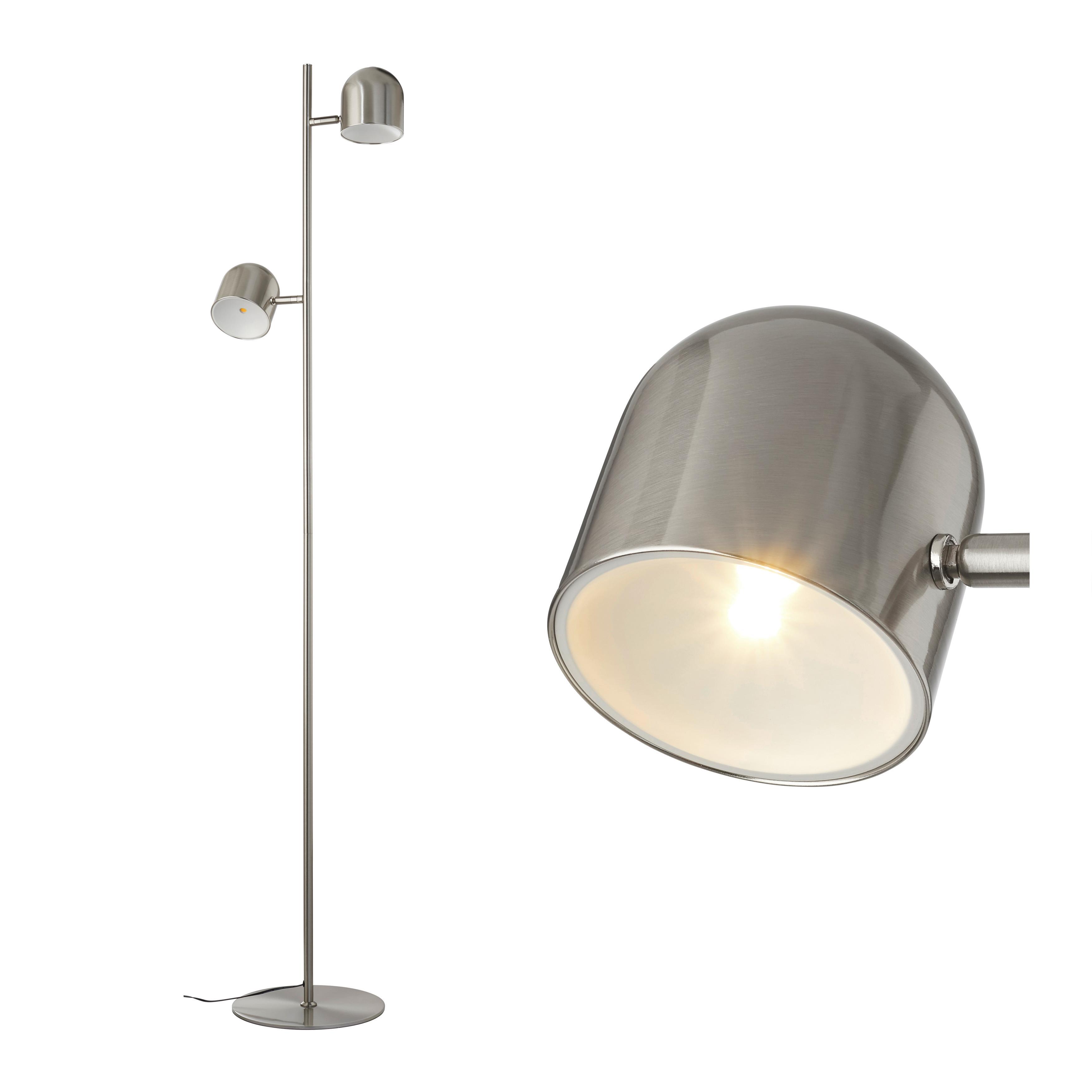 STEHLEUCHTE max. 5 Watt 'Fokus' - Nickelfarben, MODERN, Metall (32/23/140cm) - Bessagi Home