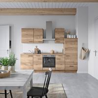 Küchenblock Structura Low m. Geräten Eiche dunkel - Eiche dunkel/Eichefarben, MODERN, Holzwerkstoff/Metall (270cm) - Nobilia