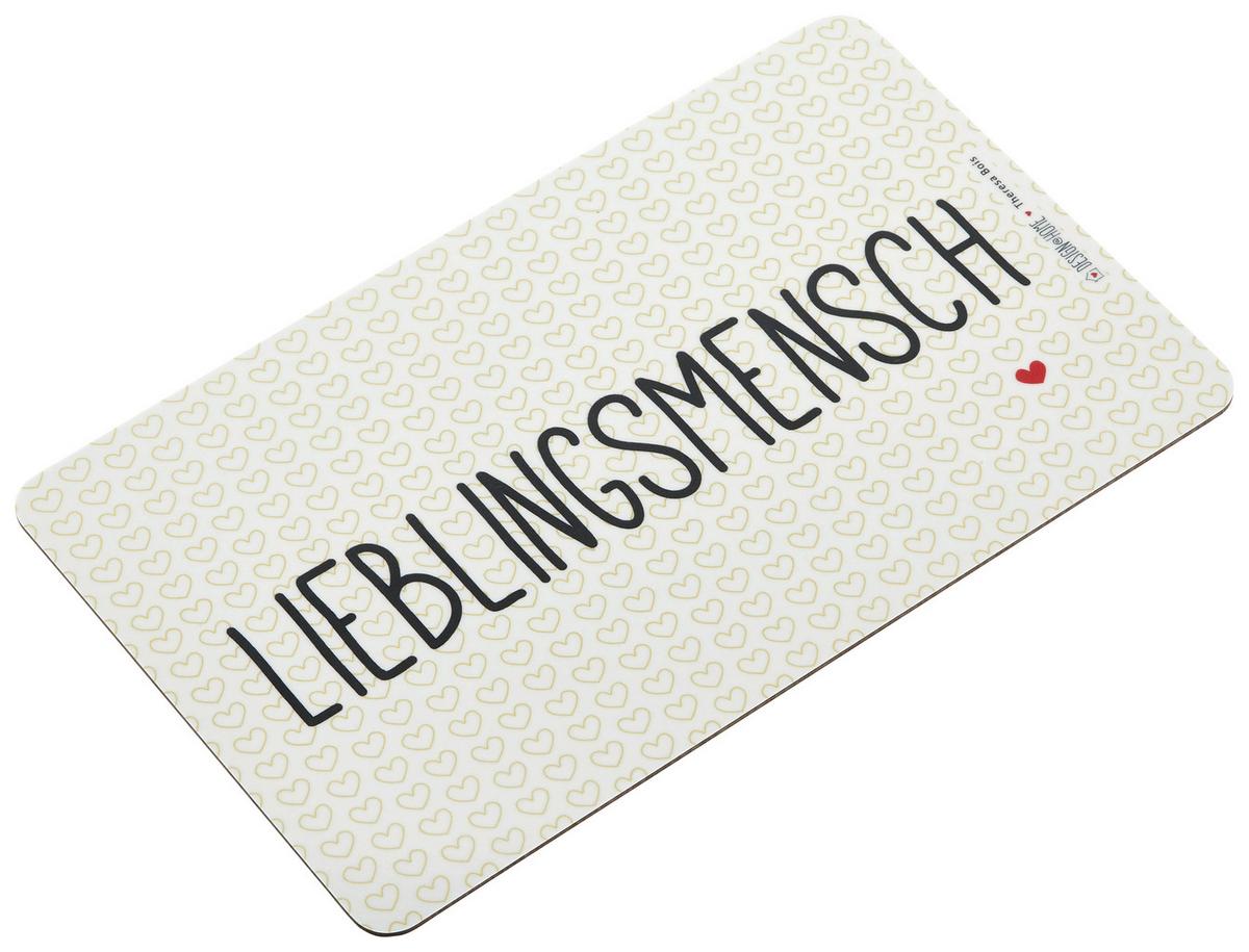 Schneidebrett Lieblingsmensch in Schwarz/Weiß Kunststoff - Weiss/Schwarz, Konventionell, Kunststoff (23,5/14,3/1,5cm)