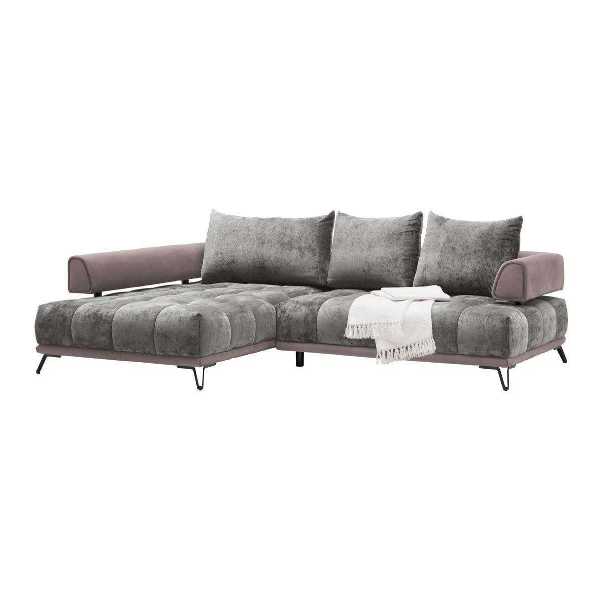 Ecksofa Morgan Grau - Schwarz/Grau, MODERN, Textil/Metall (184/67-87/262cm) - Mömax