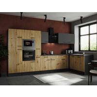 Kotna Kuhinja Z Aparati Oliver, 370x172cm - siva/črna, Design, kovina/leseni material (370/172cm) - Respekta