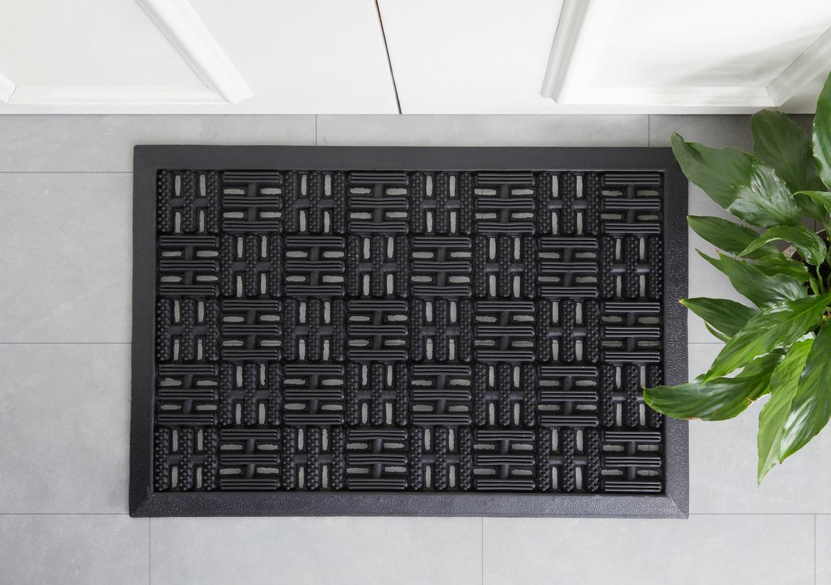 Fussmatte Karo In Schwarz Ca. 40x60cm - Schwarz, Basics, Kunststoff (40/60cm) - Mömax