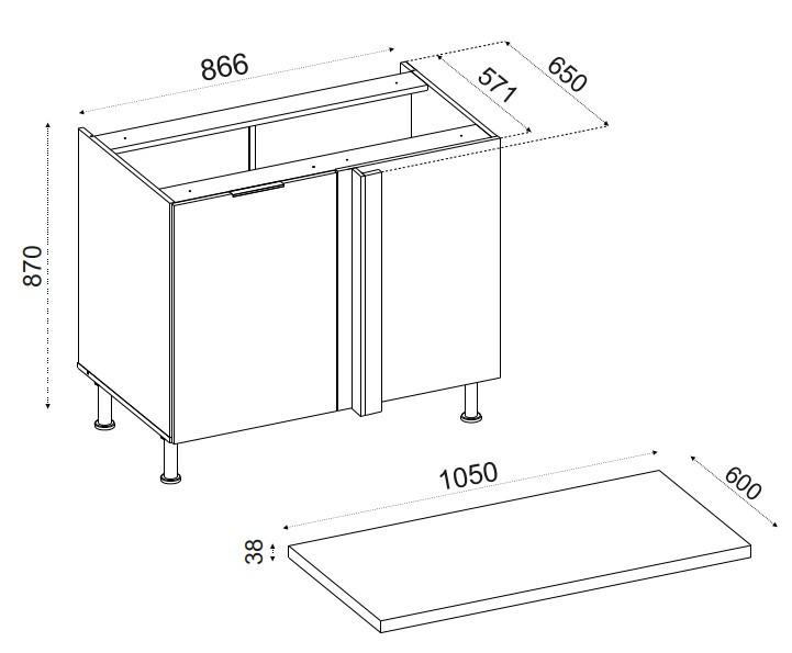 Eckunterschrank ca. 110x90x60 cm Eichefarben - Schwarz/Eiche Artisan, MODERN, Holzwerkstoff/Metall (110/90/60cm)