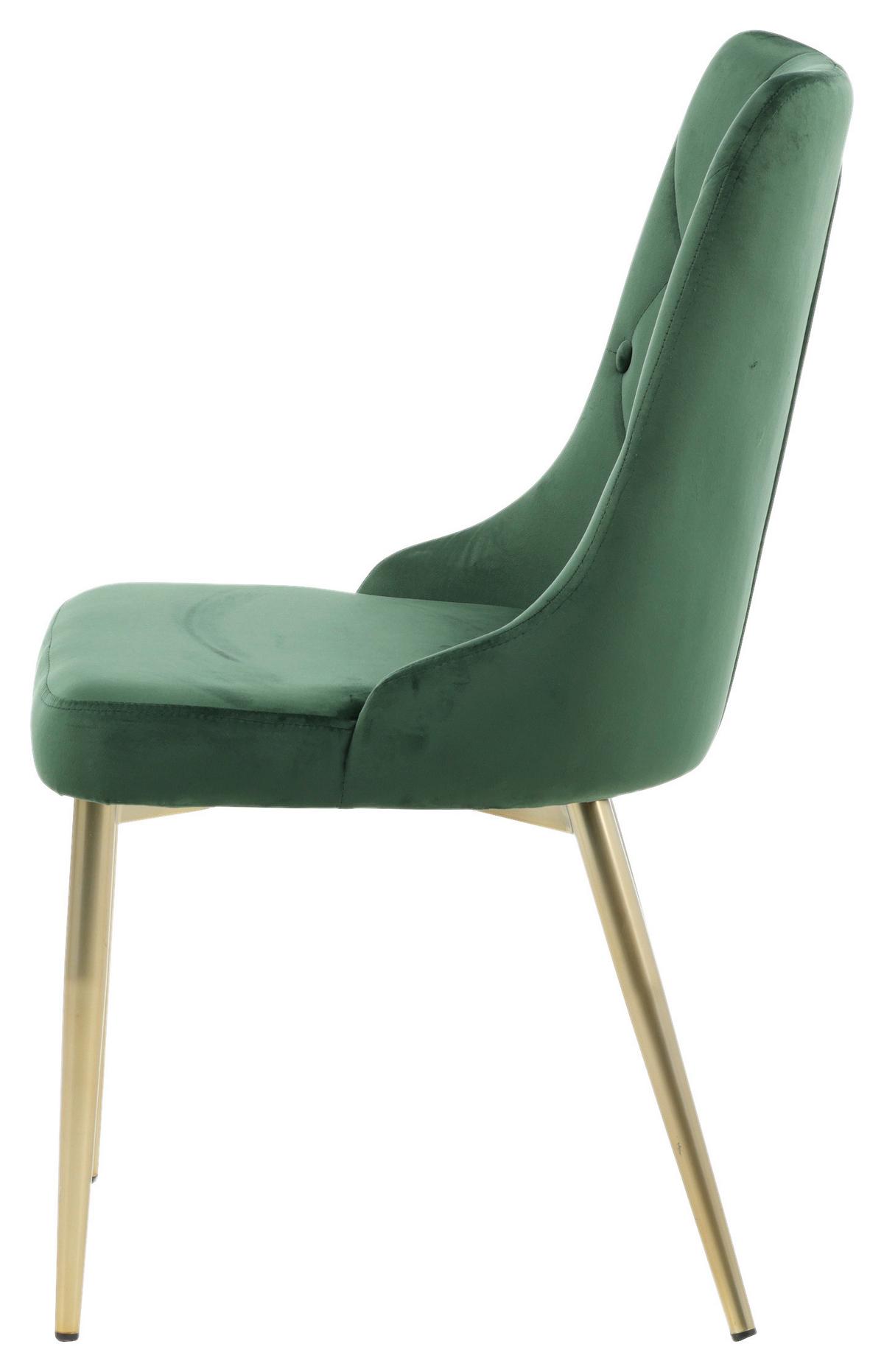 STUHL-SET VELVET DELUXE - Goldfarben/Grün, Design, Kunststoff/Textil (50/88.5/66cm) - Livetastic