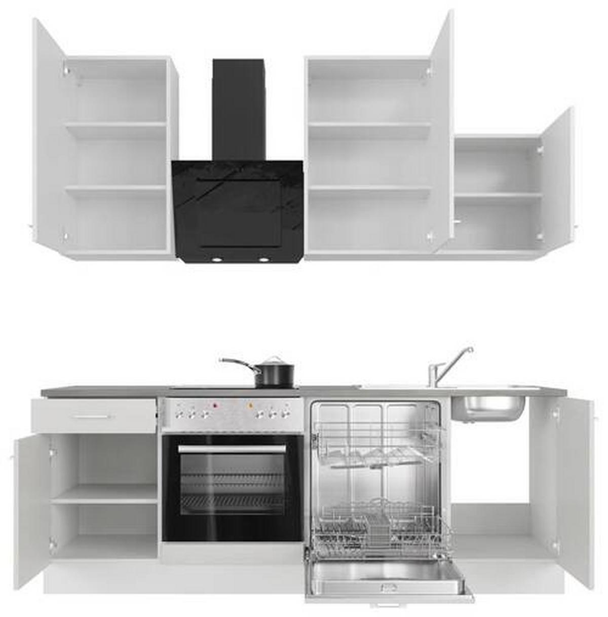 Kuhinjski Blok Lucca - bela/barve aluminija, Moderno, umetna masa/leseni material (220cm) - FlexWell