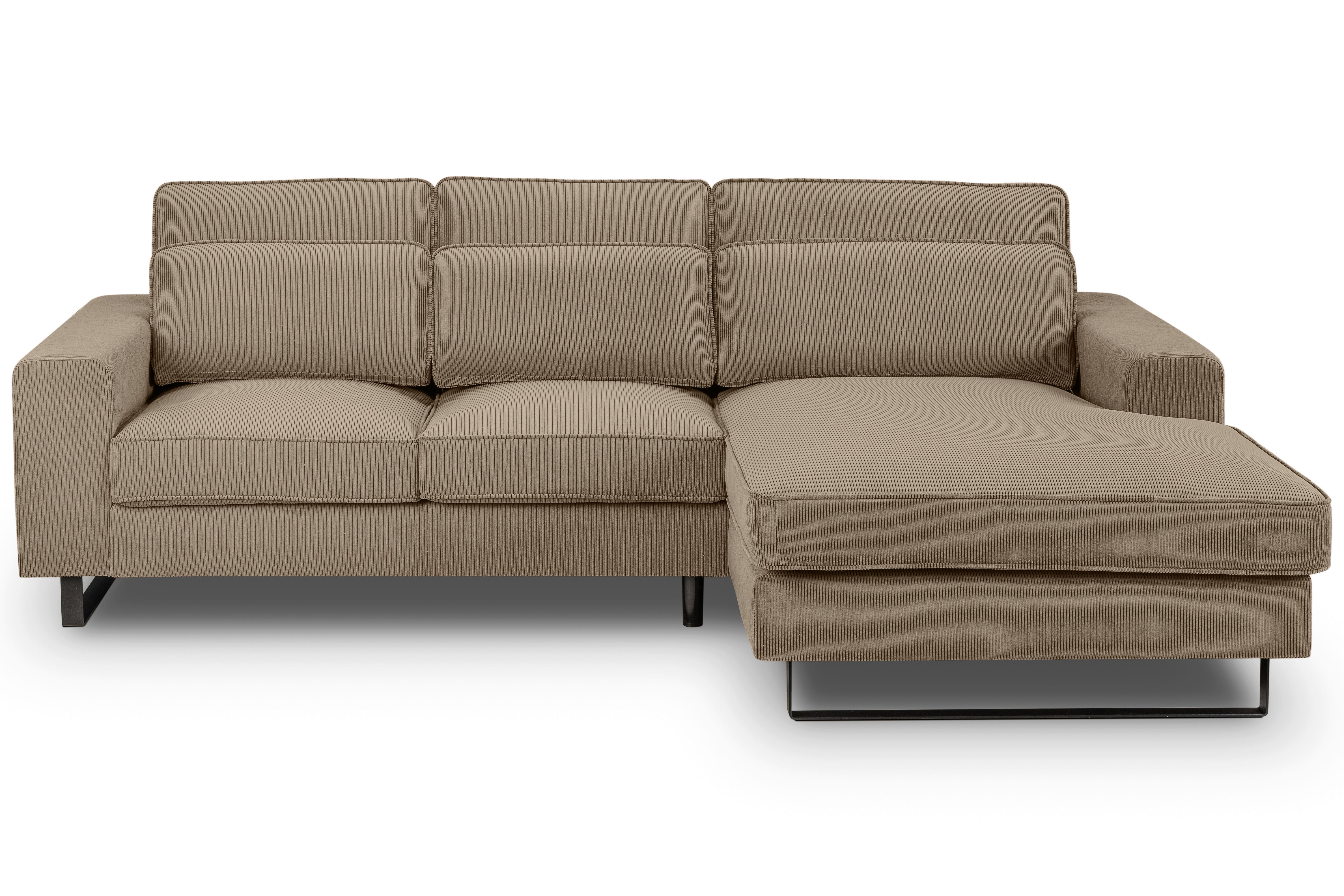 Ecksofa Bolivia Braun-Beige Cord - Beige/Beigebraun, Basics, Holzwerkstoff/Textil (276/183cm) - MID.YOU