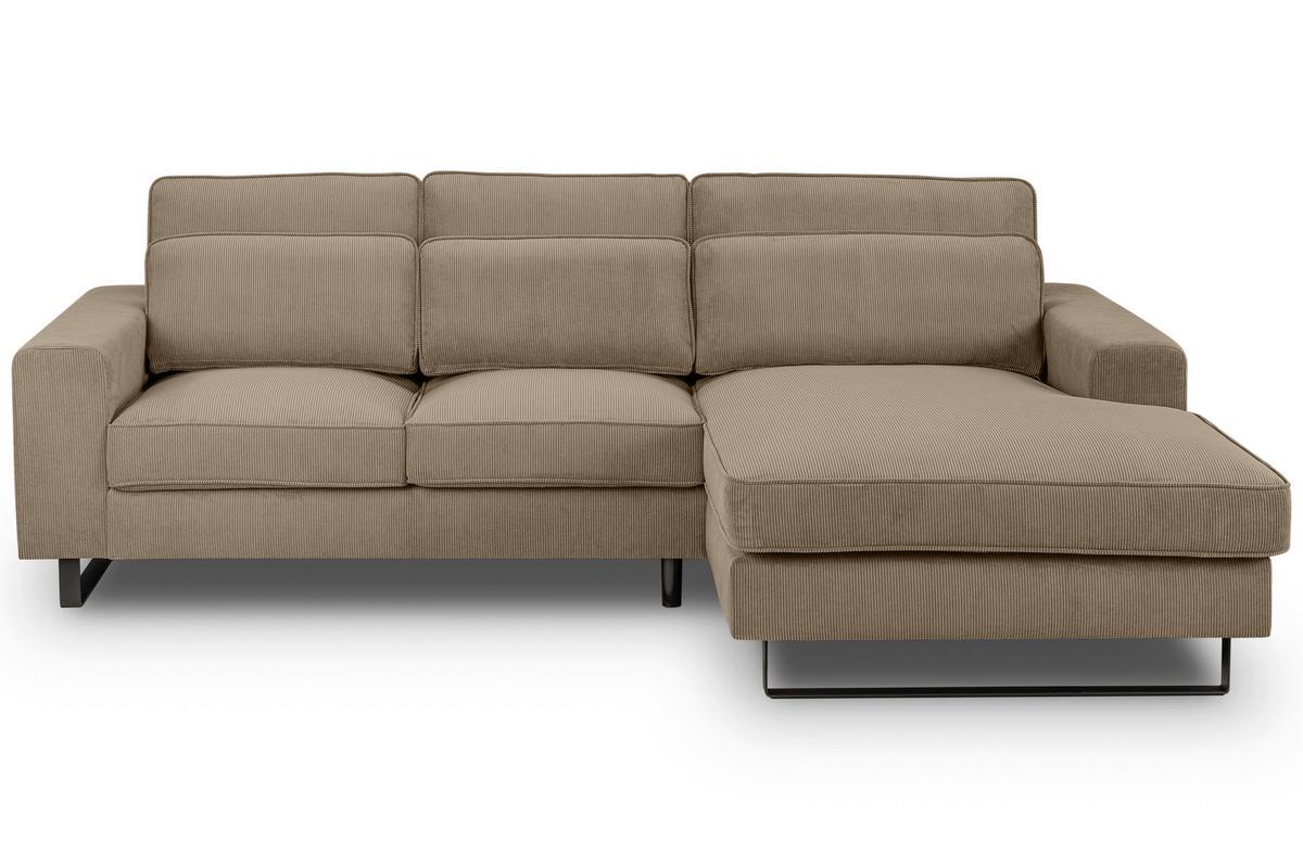 Ecksofa Bolivia Braun-Beige Cord - Beige/Beigebraun, Basics, Holzwerkstoff/Textil (276/183cm) - MID.YOU