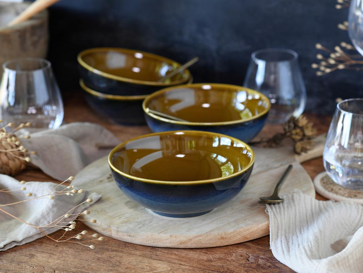 Schüsselset Mallorca Blau/Braun, 4-teilig - Blau/Braun, Basics, Keramik (16,5cm) - Creatable