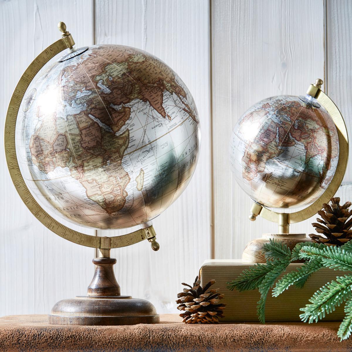 Földgömb Columbus - krémszínű/fekete, Konventionell, fa (14/21,5cm) - Modern Living