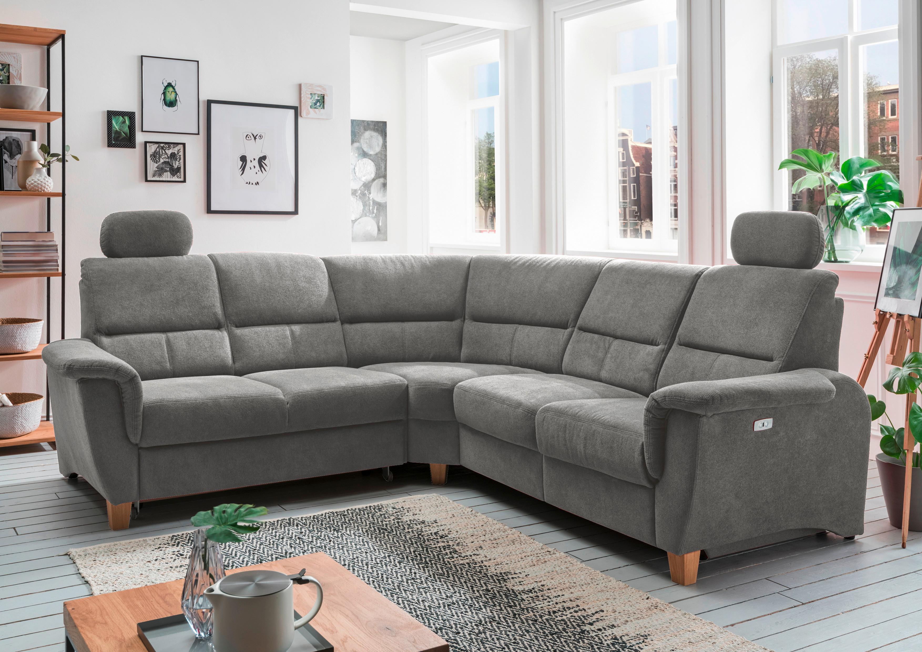 Ecksofa Parole Dunkelgrau Struktur - Wildeiche/Dunkelgrau, KONVENTIONELL, Holz/Textil (238/241cm) - Livetastic