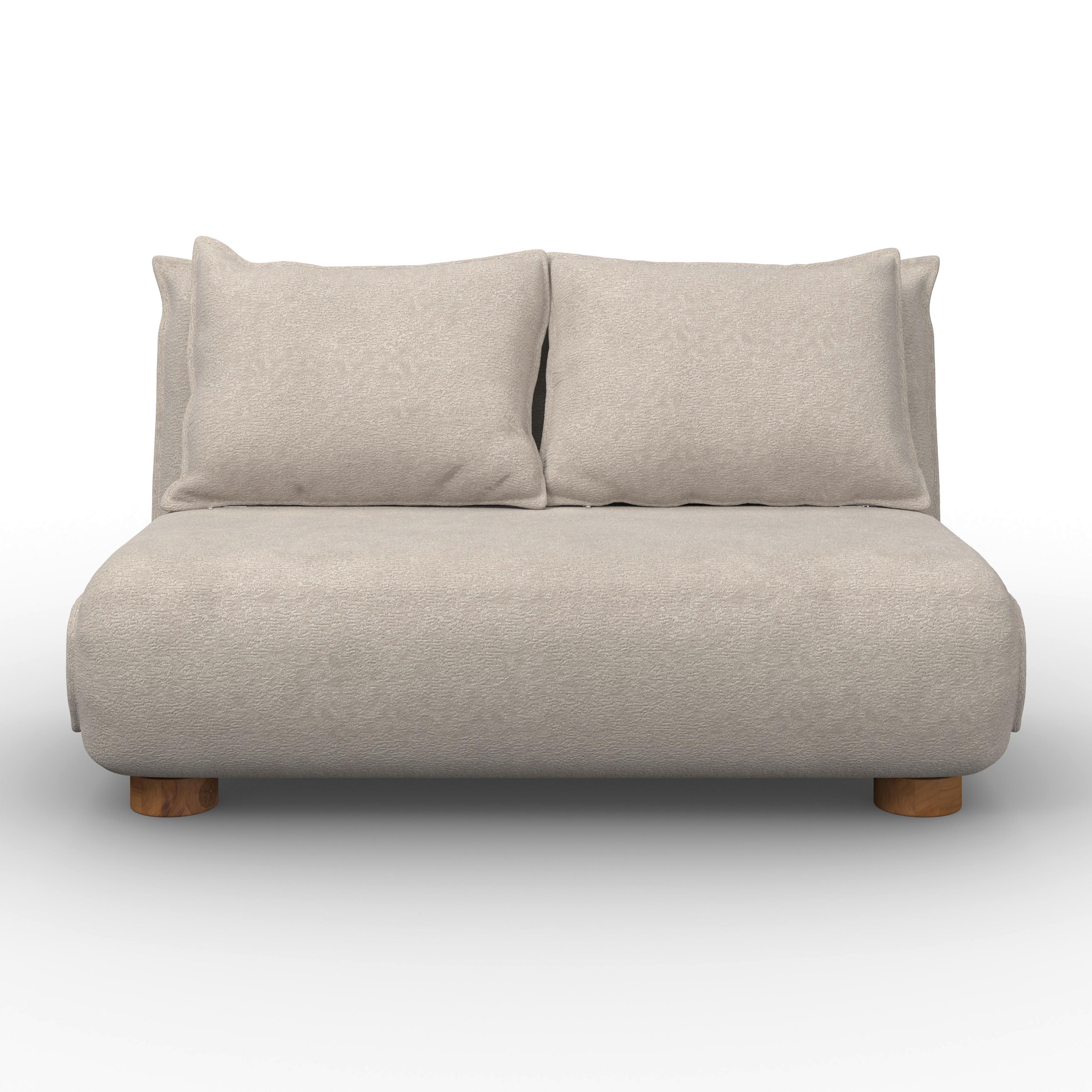 Schlafsofa Bella Bouclé Beige - Beige/Naturfarben, MODERN, Holz/Textil (141/77/85cm) - Bessagi Home
