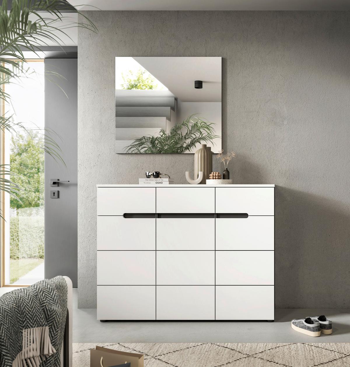 Omara Za Čevlje Canu, Bela, Siva - siva/črna, Design, umetna masa/leseni material (120/94/37cm) - Livetastic