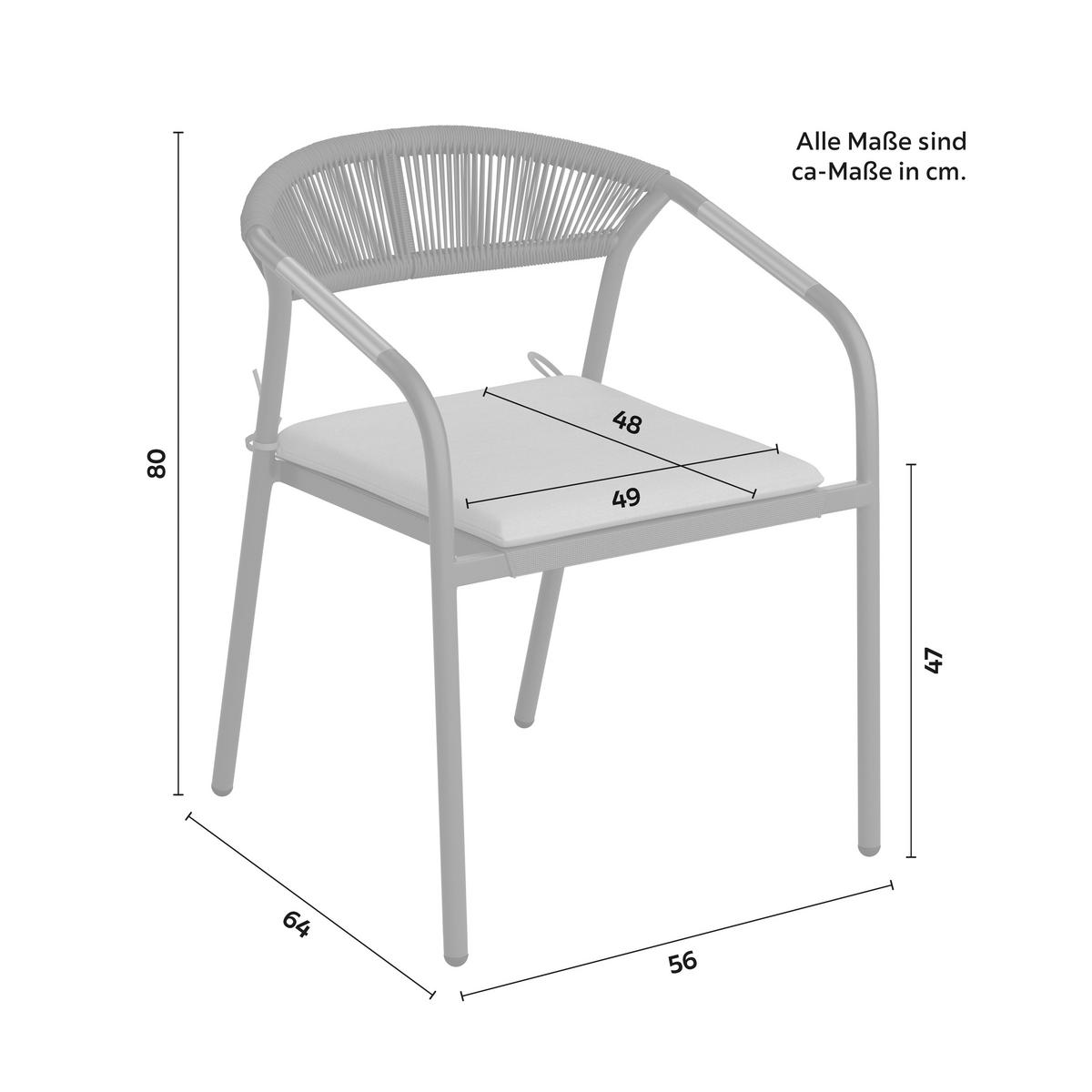 Gartensessel Benicio Grau Polywood/Textilene 2er-Set - Dunkelgrau/Naturfarben, MODERN, Kunststoff/Textil (56/80/64cm) - Bessagi Garden