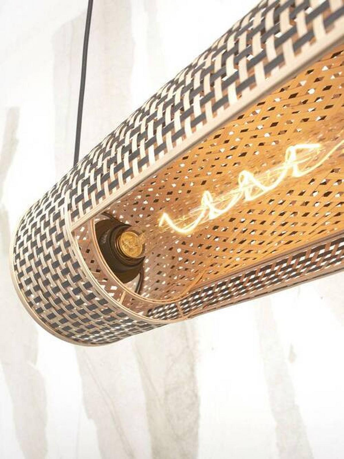 Viseča Svetilka Bhutan, Črna, Bambus - črna/naravne barve, Trend, les (85/15/15cm) - Good & Mojo