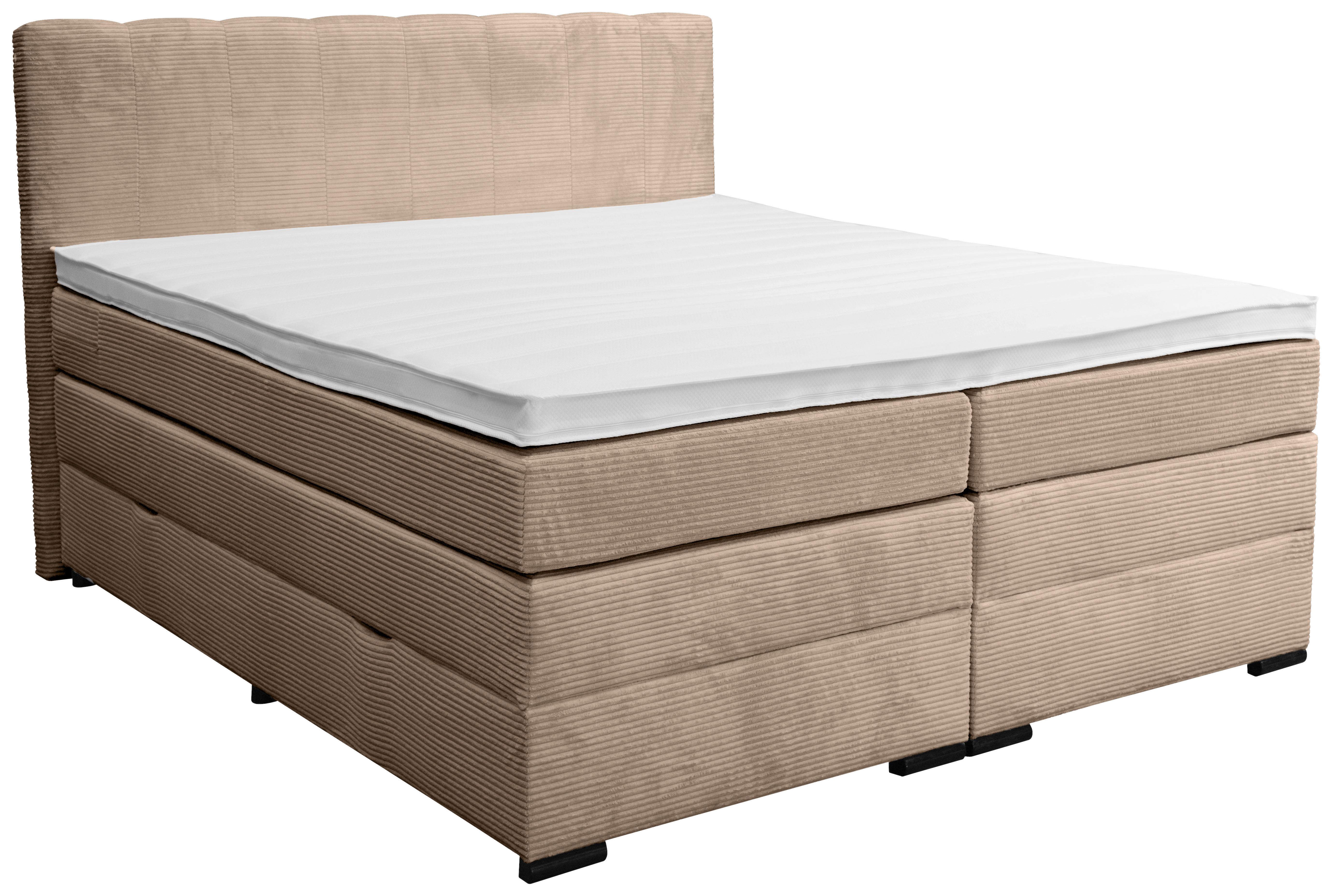 Boxspringbett Malaga ohne Fußteil Braun ca. 180x200cm - Silberfarben/Schwarz, KONVENTIONELL, Holzwerkstoff/Kunststoff (180/200cm) - Premium Living