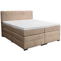 Boxspringbett Malaga ohne Fußteil Braun ca. 180x200cm - Silberfarben/Schwarz, KONVENTIONELL, Holzwerkstoff/Kunststoff (180/200cm) - Premium Living