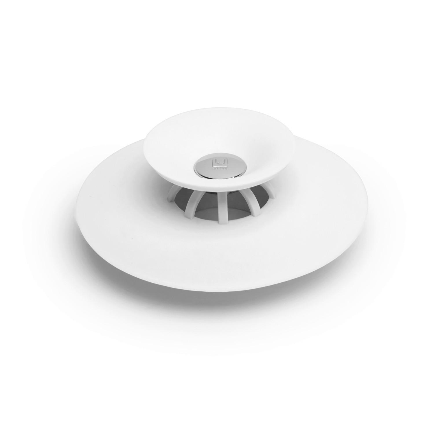 Abflusssieb Easy aus Silikon in Weiss - Weiss, Modern, Kunststoff/Metall (10,2/2,5cm) - Premium Living