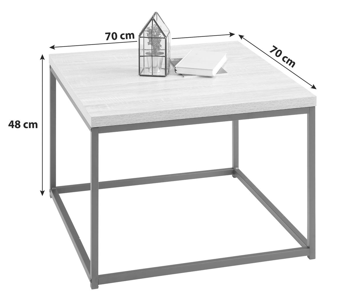 STOLIK KAWOWY MASSA - czarny/kolor dębu sonoma, Lifestyle, materiał drewnopochodny/metal (70/70/48cm) - MID.YOU