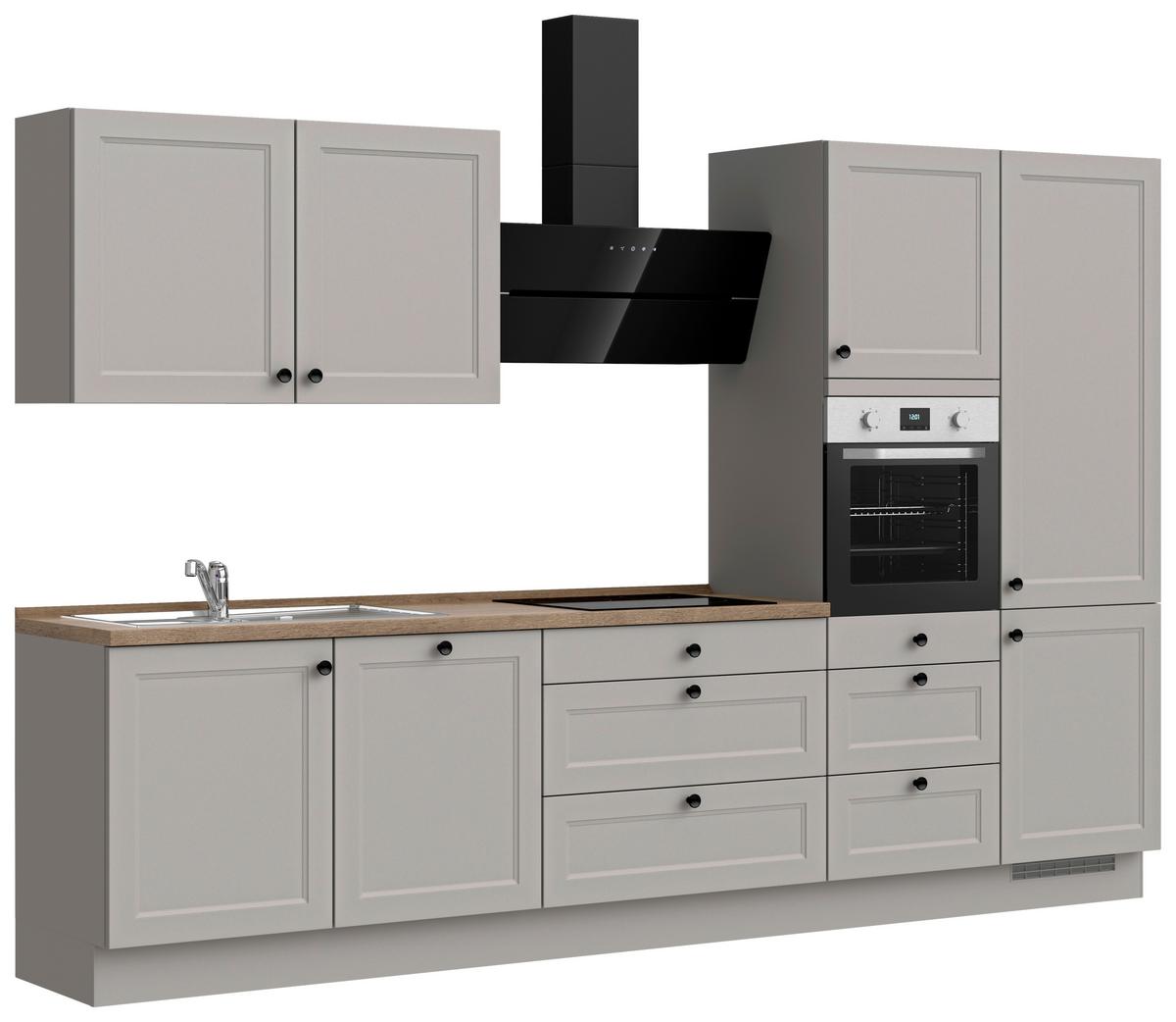 Küchenblock Cascada High m. Geräten Grau - Eiche dunkel/Schwarz, MODERN, Holzwerkstoff/Metall (330cm) - Nobilia