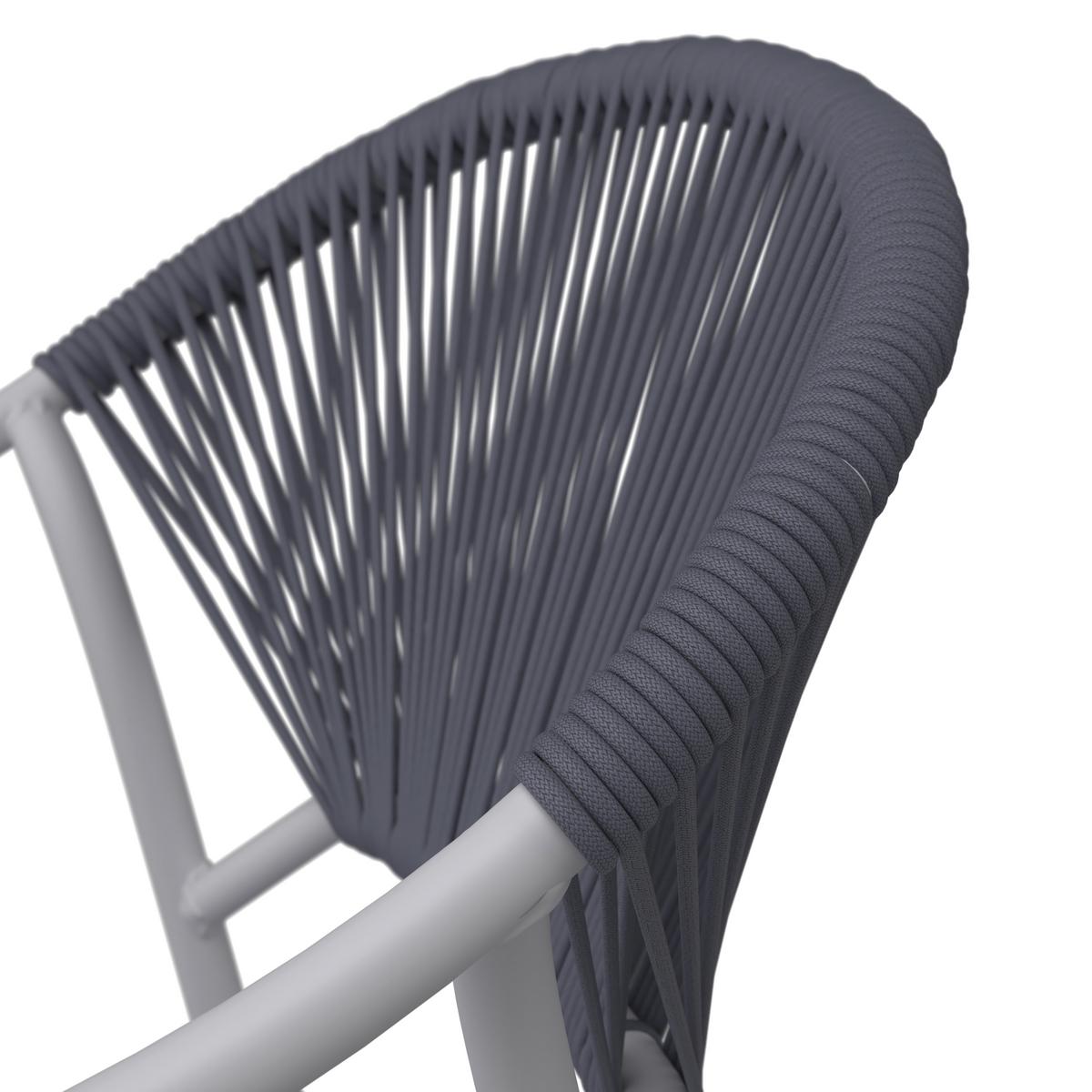 Gartengarnitur Carina Weiß/ Grau Metall/Polywood/Textilene - Dunkelgrau/Hellgrau, MODERN, Kunststoff/Textil (150/90/73cm) - Bessagi Garden