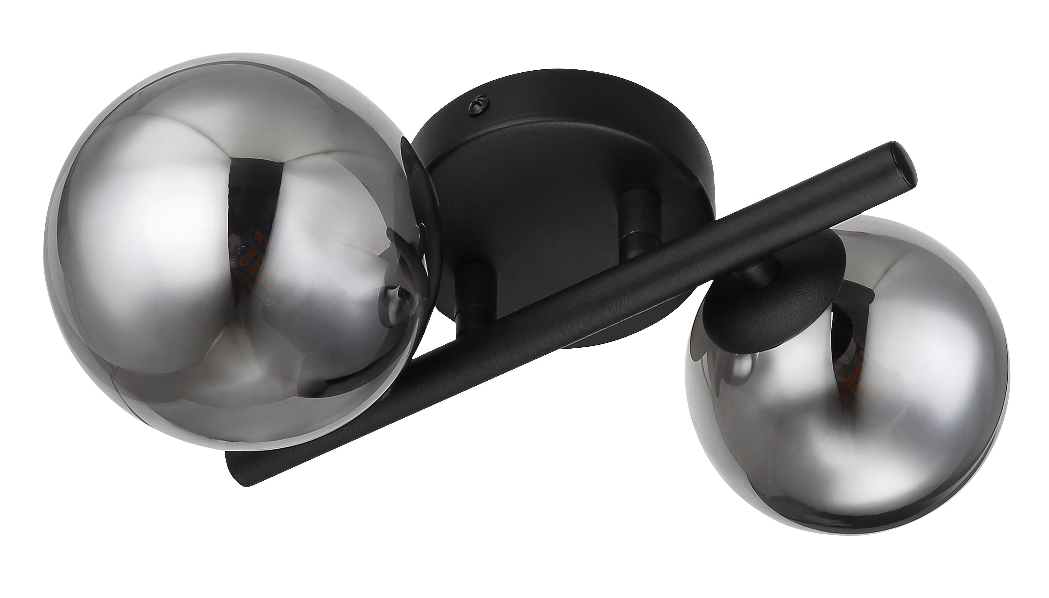 LED-Wandleuchte Riha Schwarz max. 3,5 Watt - Schwarz, Design, Glas/Metall (24/25/12,5cm) - Globo