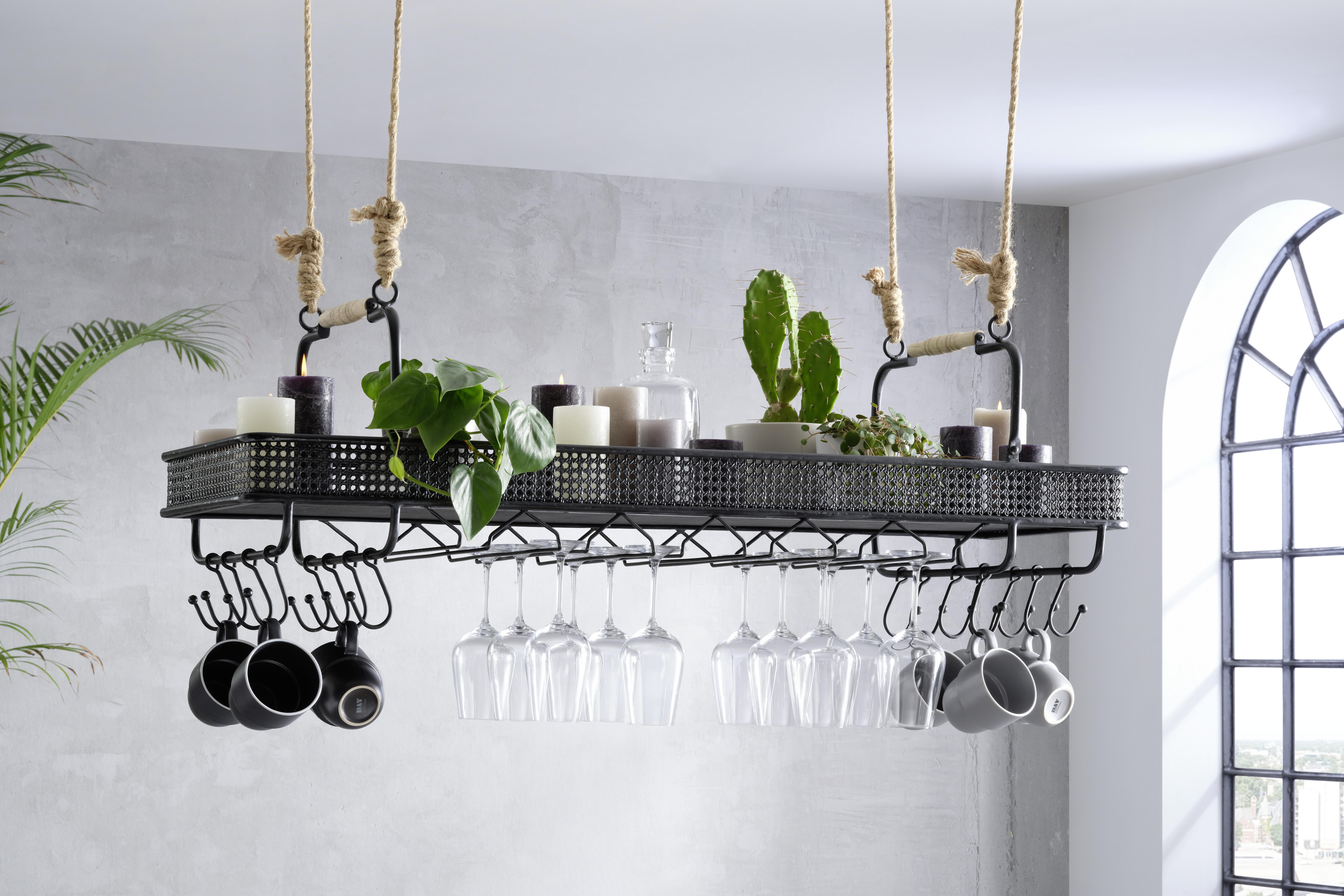 VÄGGHÄNGD MODUL CONSTANTIN - svart/naturfärgad, Lifestyle, metall/trämaterial (120/35/41cm) - Premium Living