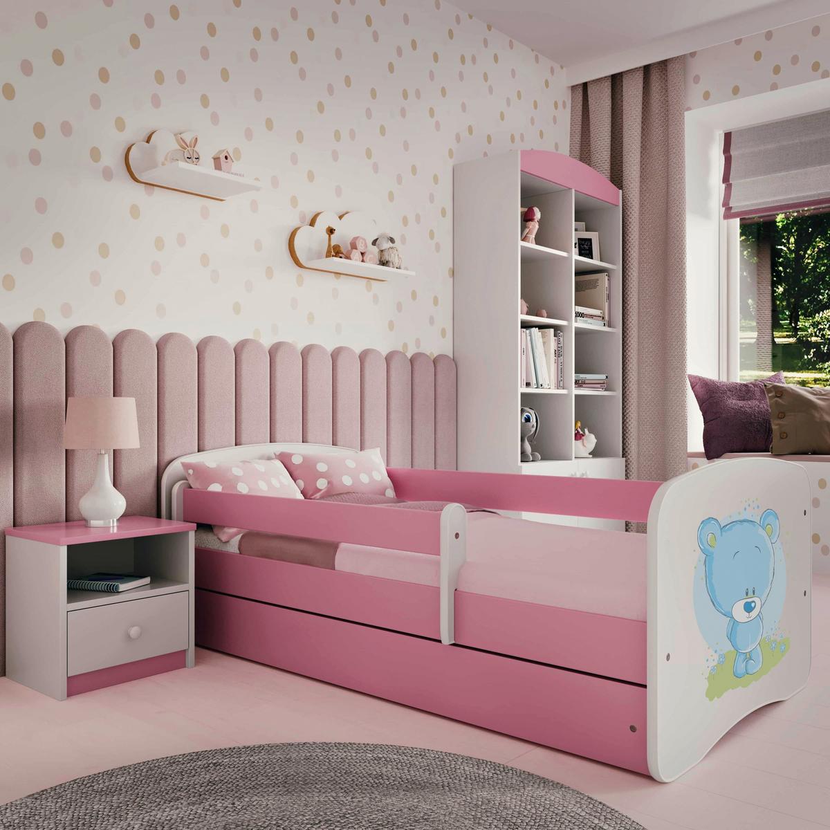 Otroška Postelja Babydreams, Bela, Roza, 80x160cm - pink/bela, Moderno, tekstil/leseni material (80/160cm) - MID.YOU