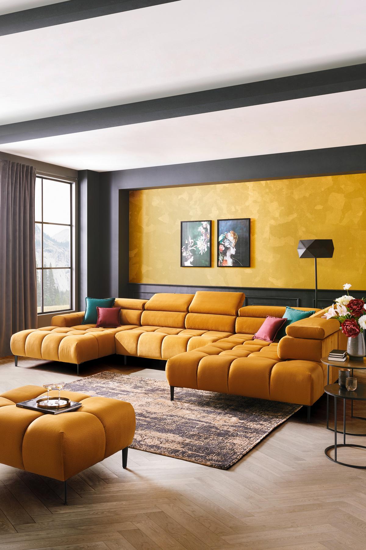 Coltar IMPERIA -EXKLUSIV- - galben curry, Design, textil (177/385/216cm) - Modern Living