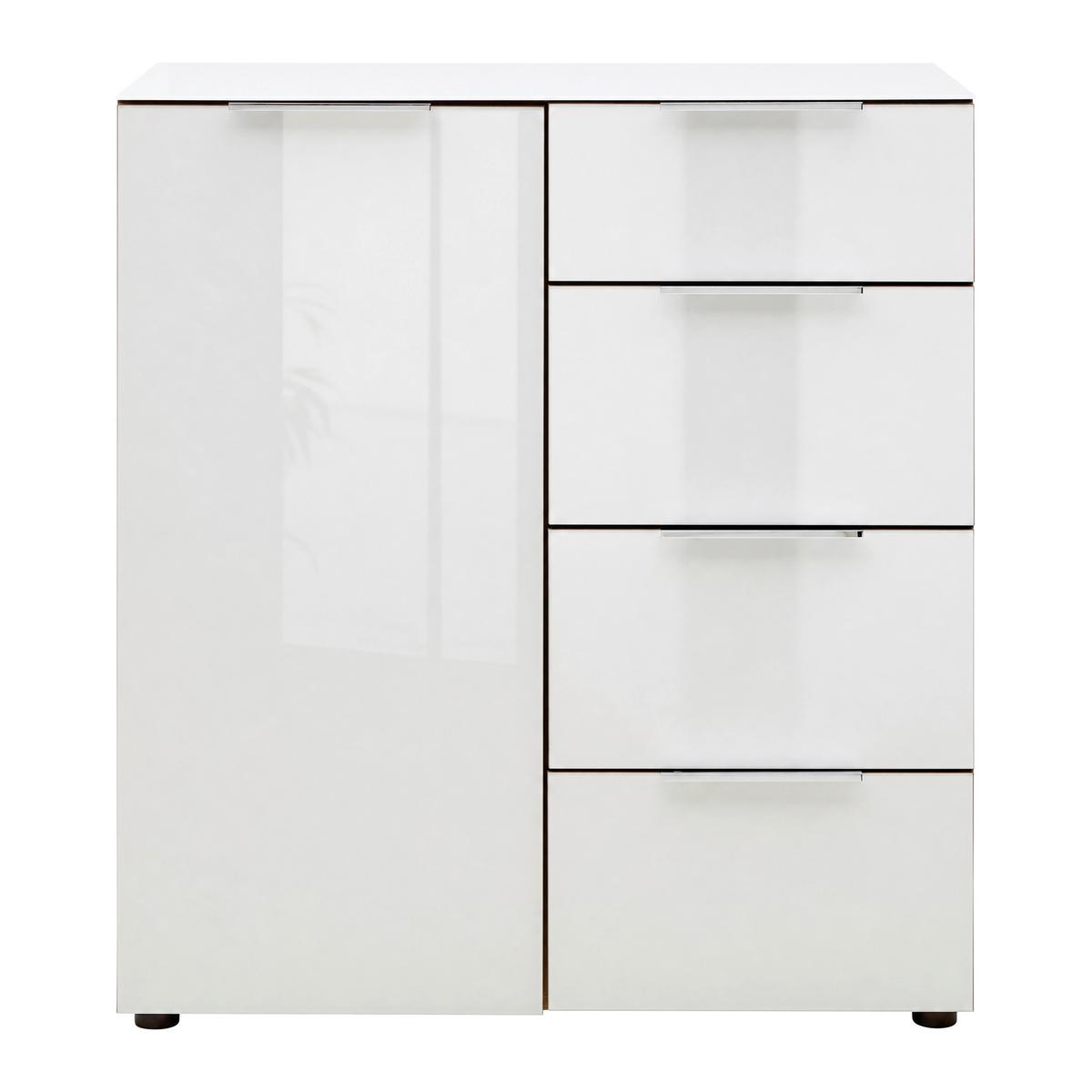 Kommode Siena Weiß/Nussbaumfarben - Silberfarben/Nussbaumfarben, MODERN, Glas/Holzwerkstoff (135/99/40cm) - Mömax