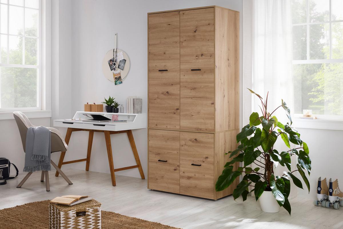 Unterbauschrank Kivo Eiche Artisan - Schwarz/Eiche Artisan, MODERN, Holzwerkstoff/Kunststoff (90/69,8/52,1cm) - Based