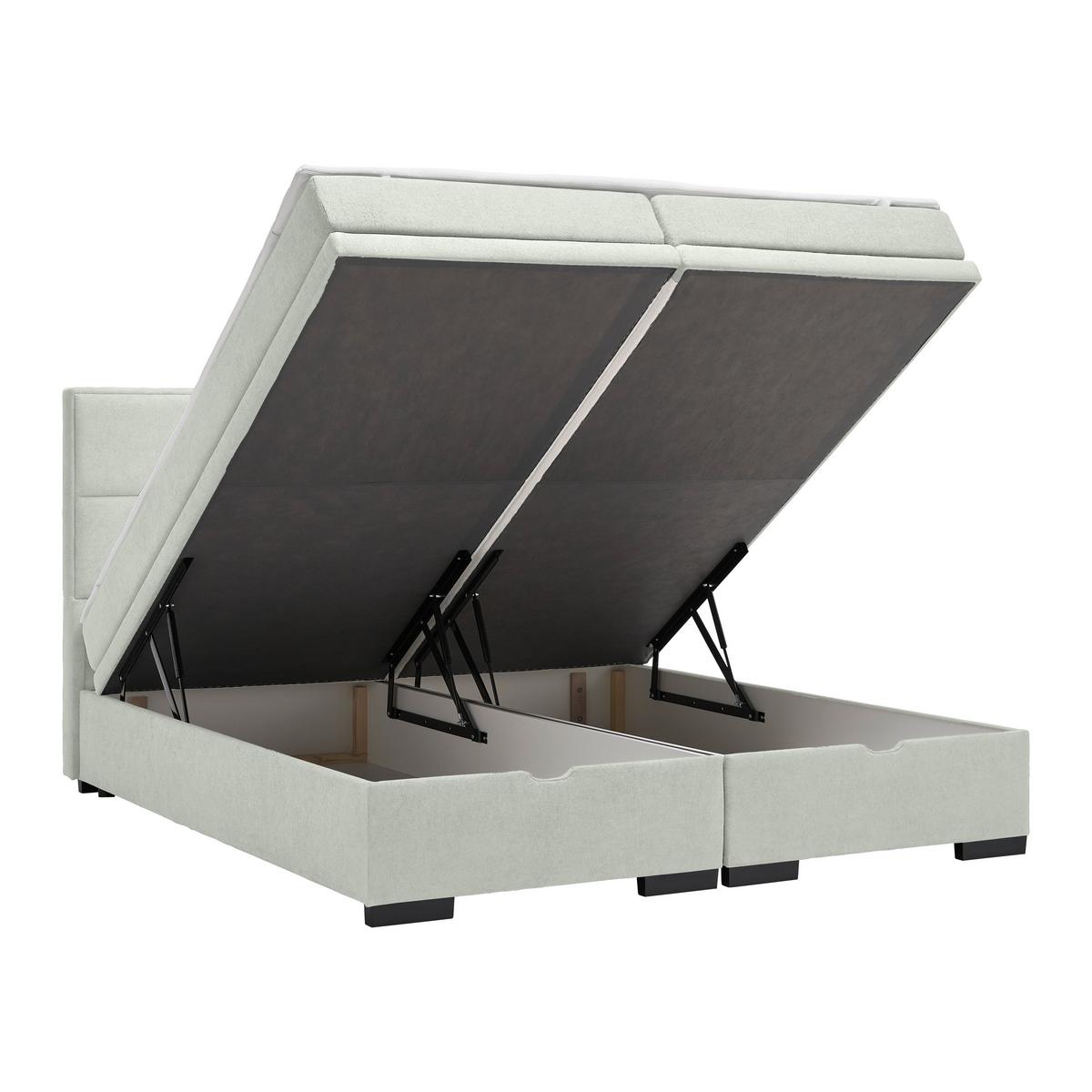 Boxspring Krevet Ethan - sivo-bijela/crna, Moderno, tekstil/plastika (160/200cm) - Premium Living