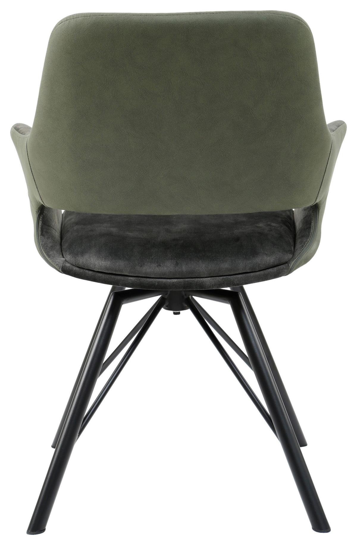 Armlehnstuhl Adriana Grün - Schwarz/Braun, MODERN, Holz/Textil (61/85/63cm) - Mömax