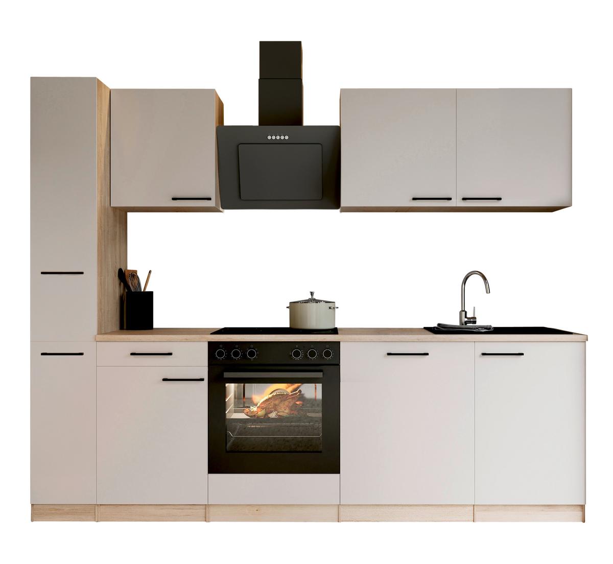 Küchenblock Merle m. Geräten Kaschmir - Kaschmir/Eichefarben, Trend, Holzwerkstoff/Metall (250cm) - Respekta