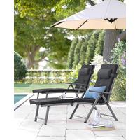Sonnenliege 6cm dicke Matratze Grau/Schwarz - Schwarz/Grau, Basics, Textil/Metall (61/39/183cm) - Modante