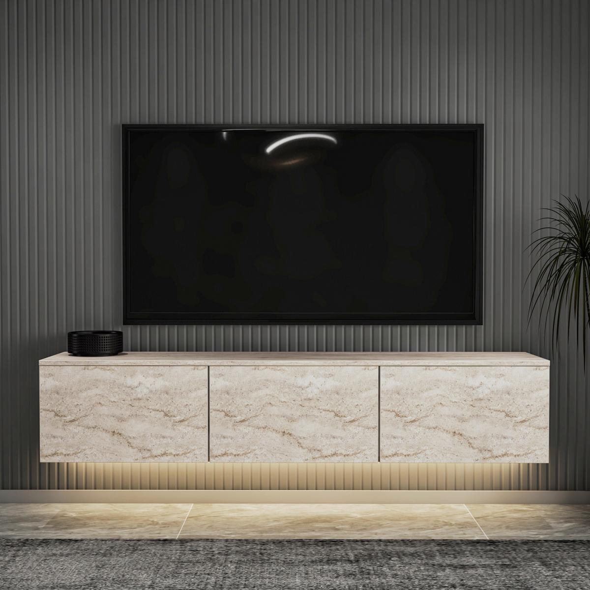 LOWBOARD NEON TV-MÖBEL - Beige, Design, Holzwerkstoff (160/35/32cm) - Livetastic