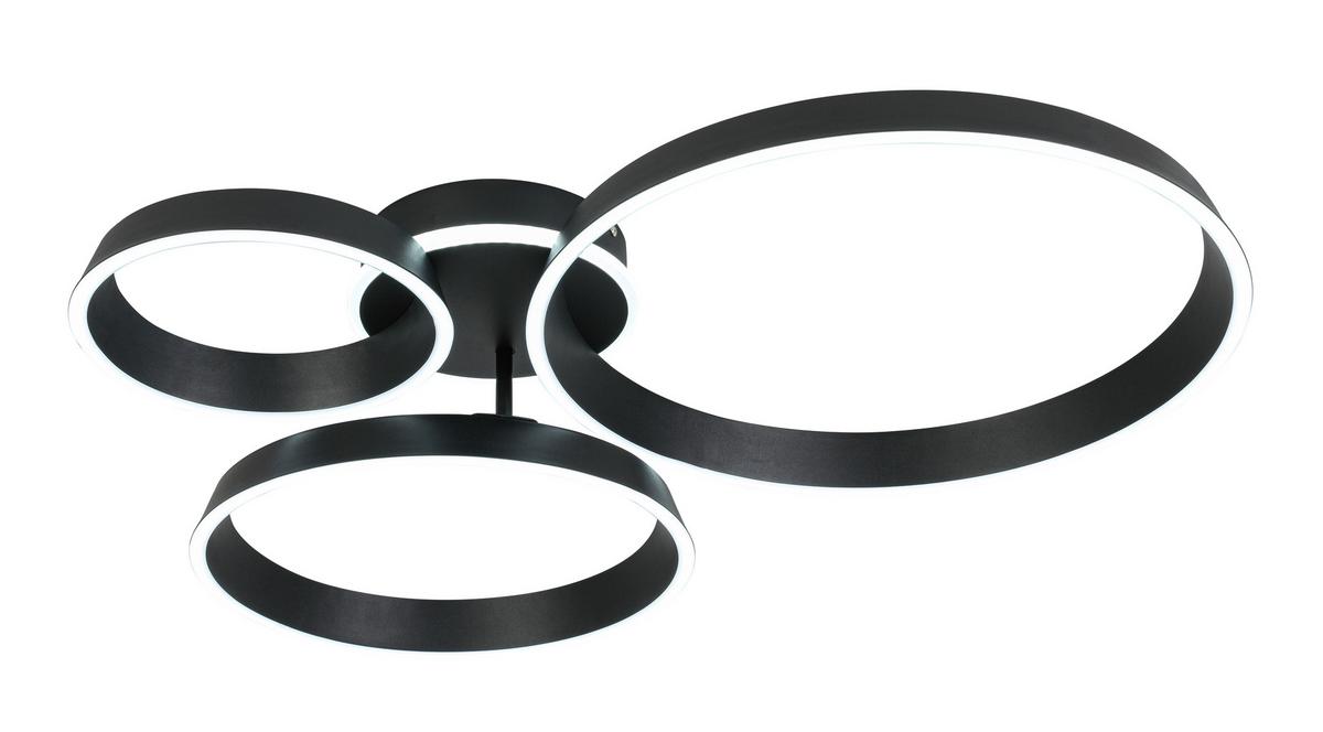 LED-Deckenleuchte Star Schwarz matt max. 42 Watt - Schwarz, MODERN, Kunststoff/Metall (64,5/74,5/14cm) - Mömax