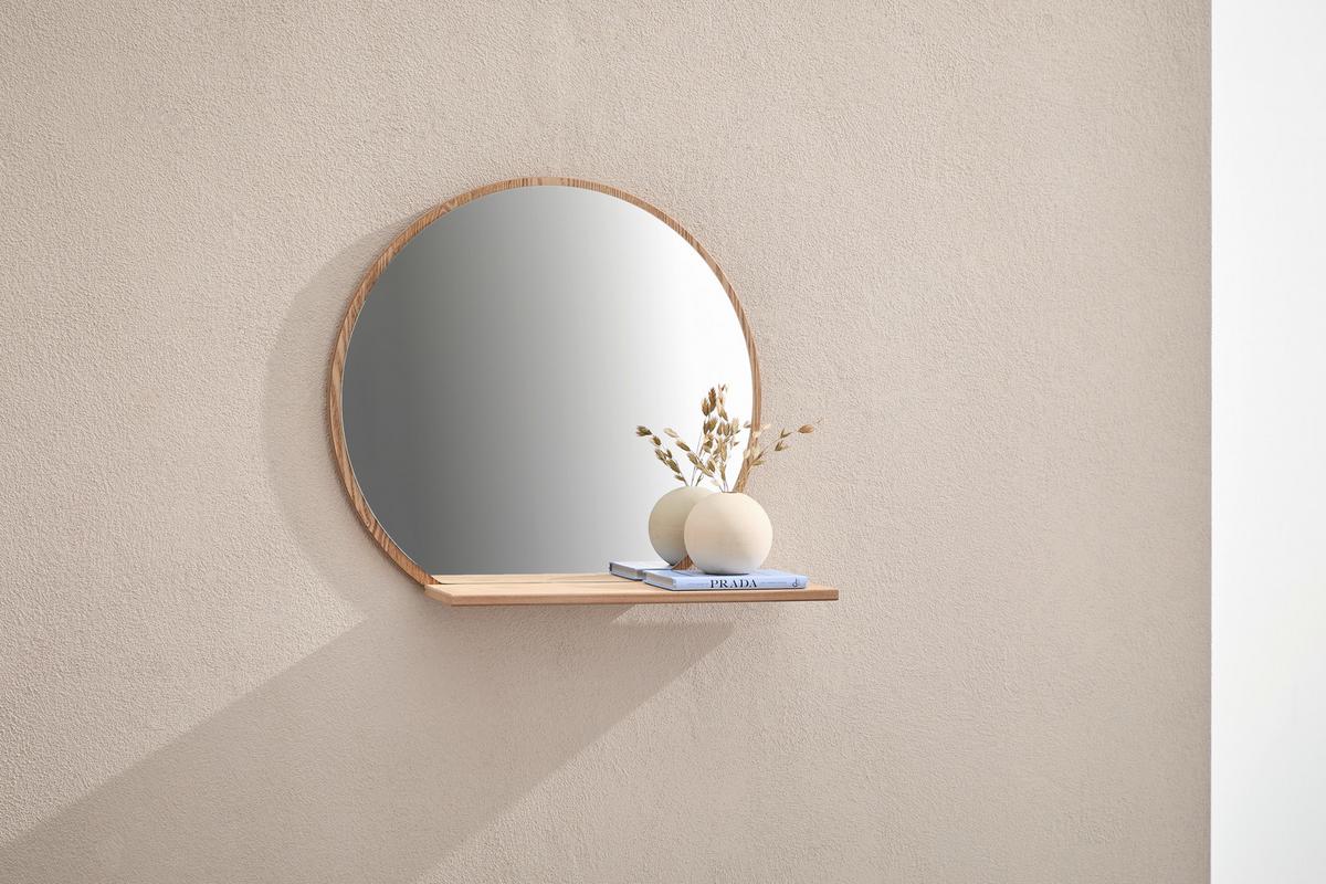 LUSTRO ŚCIENNE BRAVO - kolor dębowy, Design, materiał drewnopochodny/szkło (65/56/17cm) - Xora