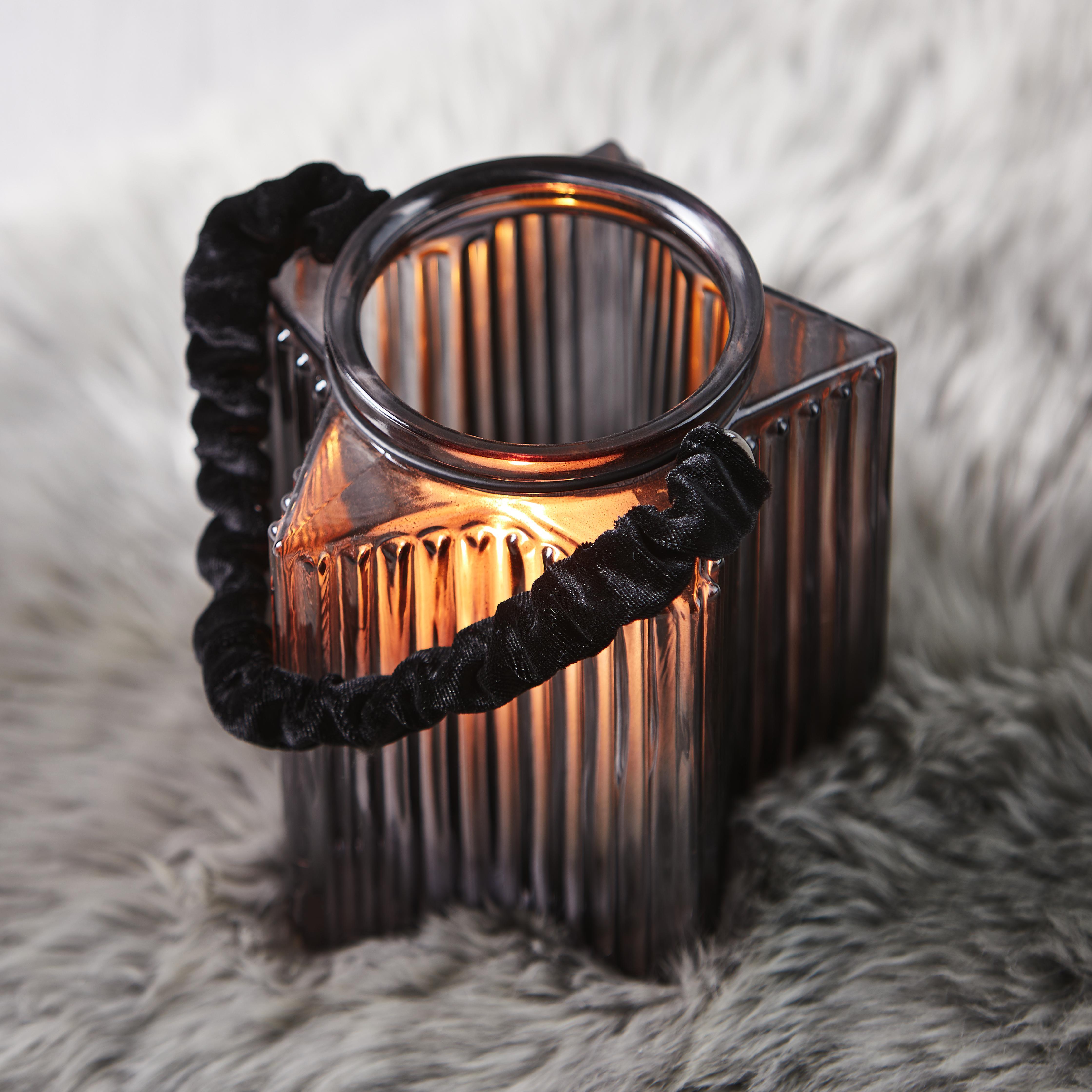 Windlicht in Dunkelgrau Ø/H ca. 14/16 cm 'Malin' - Dunkelgrau, MODERN, Glas (14/16cm) - Bessagi Home