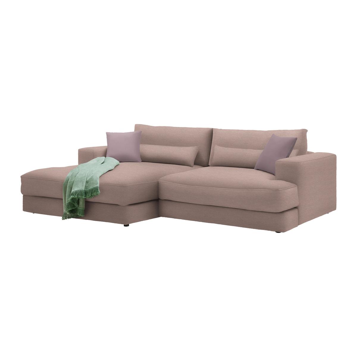 Ecksofa Fabiona links Flieder - Flieder/Schwarz, MODERN, Holz/Kunststoff (194/85/268cm) - Premium Living