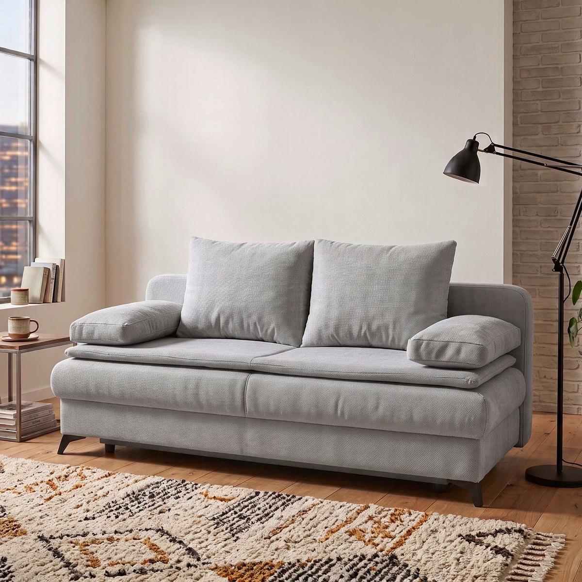Schlafsofa Ken Grau - Schwarz/Grau, KONVENTIONELL, Holzwerkstoff/Kunststoff (209/90/105cm) - Based