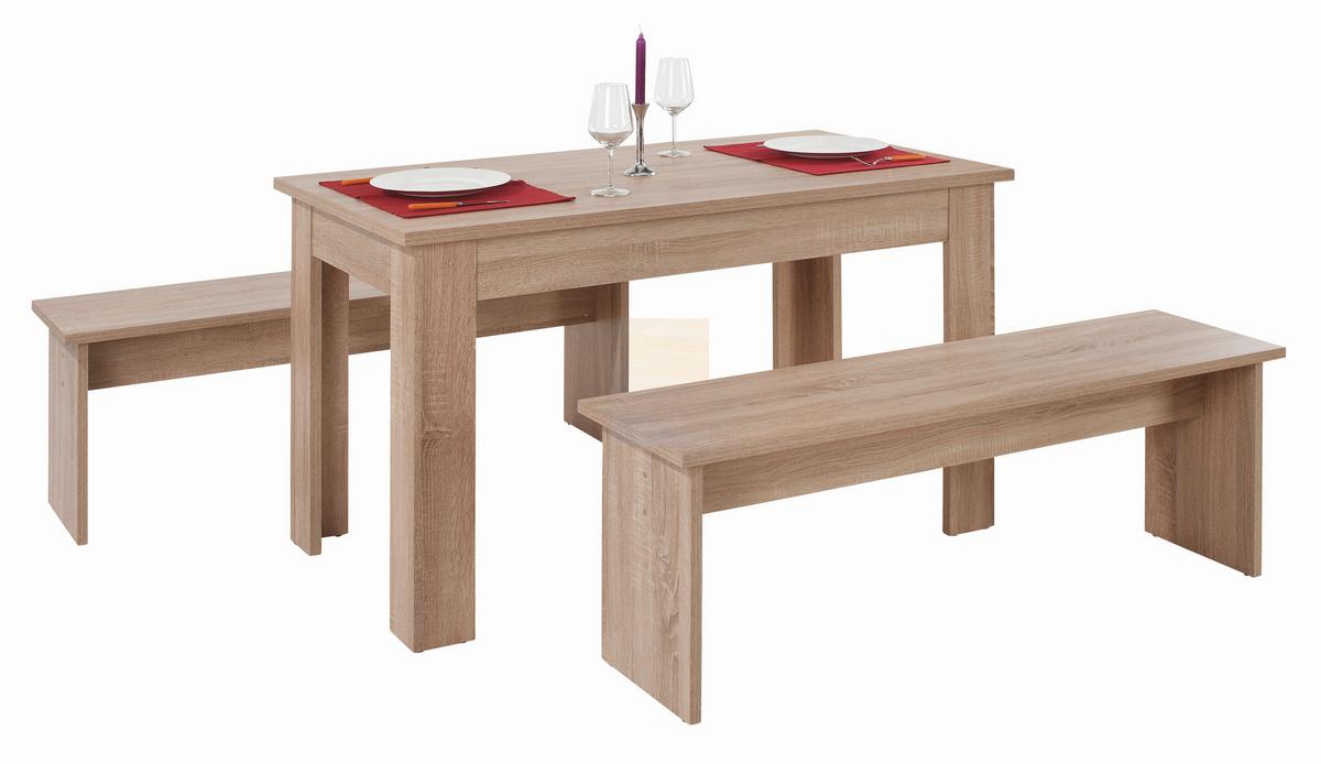 Jedilna Garnitura Pariz, Hrast Artisan, Miza, 2 Klopi - hrast artisan, Konvencionalno, leseni material (137/77/75cm) - Based