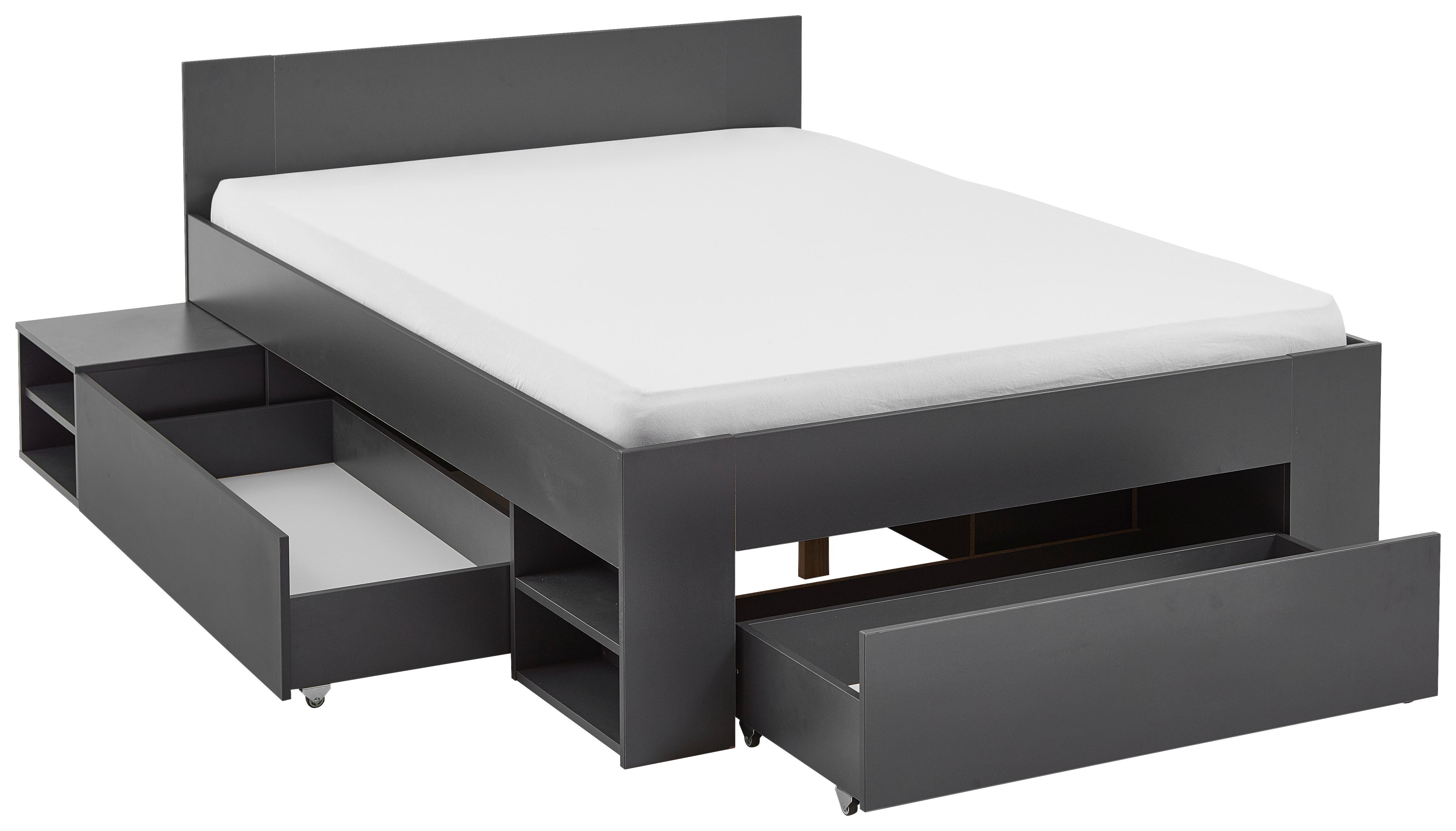 Bett Azurro 2-140 Anthrazit - Anthrazit, MODERN, Holzwerkstoff (140/200cm) - Mömax
