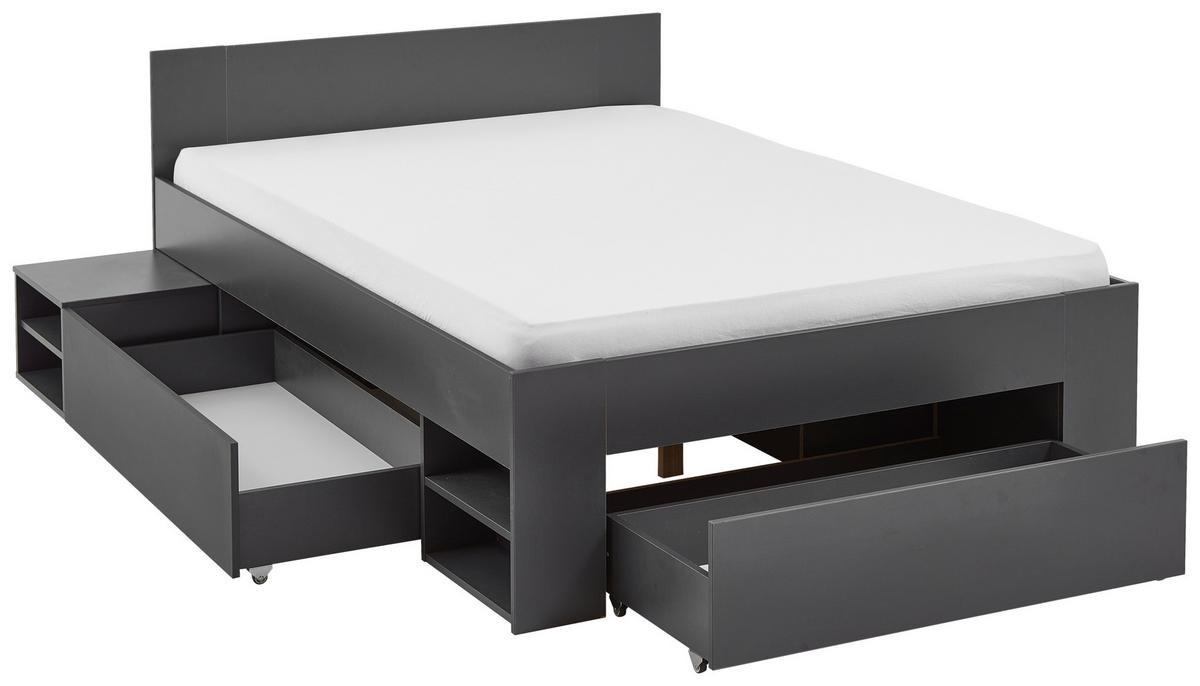 Bett Azurro 2-90 Anthrazit - Anthrazit, MODERN, Holzwerkstoff (120/200cm) - Mömax